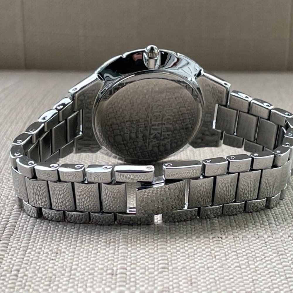 Badgley Mischka Ladies Watch Silver Tone Crystals Accent Analog Quartz Watch Box - Picture 12 of 12